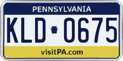 PA license plate KLD0675