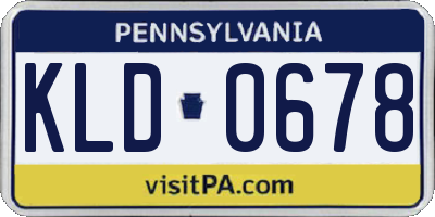 PA license plate KLD0678