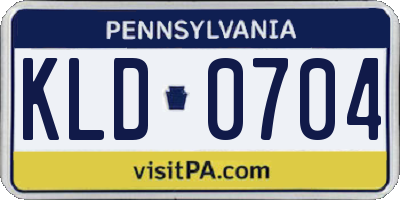 PA license plate KLD0704