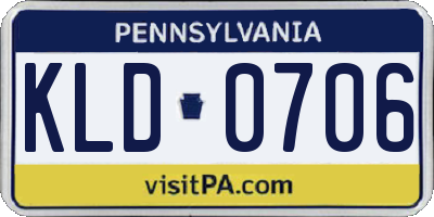 PA license plate KLD0706