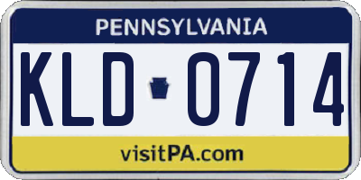 PA license plate KLD0714