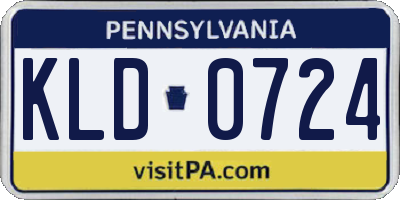PA license plate KLD0724