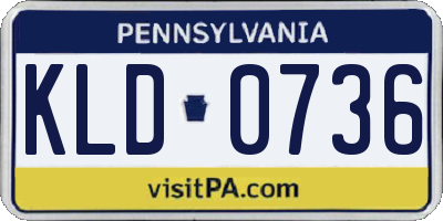PA license plate KLD0736