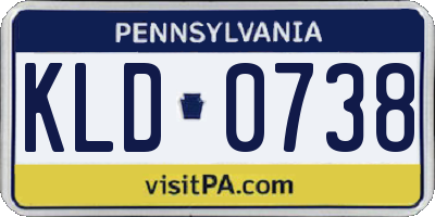 PA license plate KLD0738