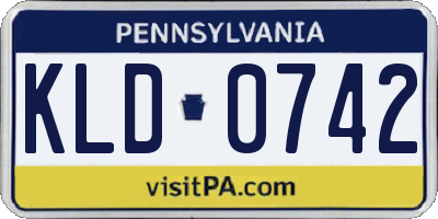 PA license plate KLD0742