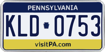 PA license plate KLD0753