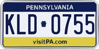 PA license plate KLD0755