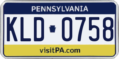 PA license plate KLD0758