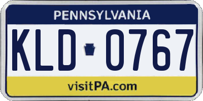 PA license plate KLD0767