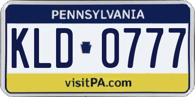 PA license plate KLD0777