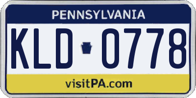 PA license plate KLD0778