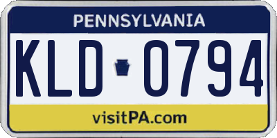 PA license plate KLD0794