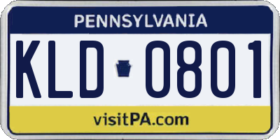 PA license plate KLD0801