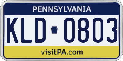 PA license plate KLD0803
