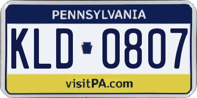 PA license plate KLD0807