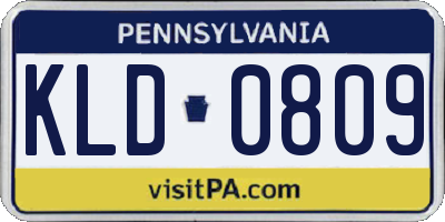 PA license plate KLD0809