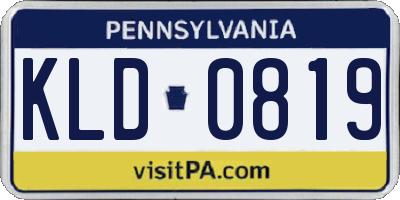PA license plate KLD0819