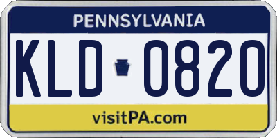 PA license plate KLD0820