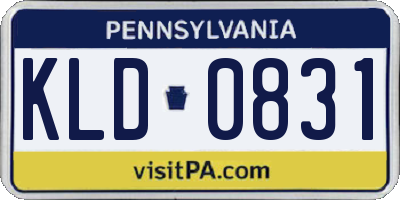 PA license plate KLD0831