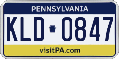 PA license plate KLD0847