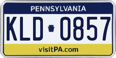 PA license plate KLD0857