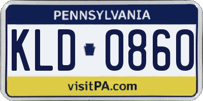 PA license plate KLD0860