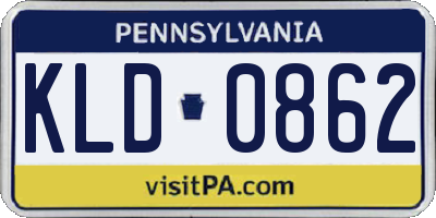 PA license plate KLD0862