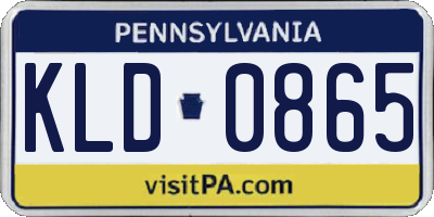 PA license plate KLD0865