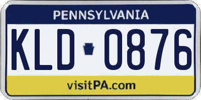PA license plate KLD0876