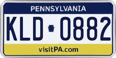 PA license plate KLD0882