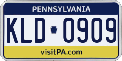 PA license plate KLD0909