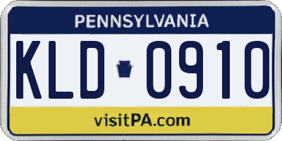 PA license plate KLD0910