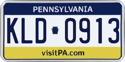 PA license plate KLD0913