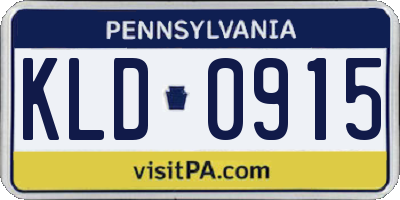 PA license plate KLD0915
