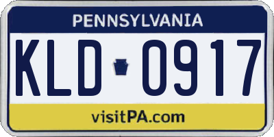 PA license plate KLD0917