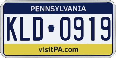 PA license plate KLD0919