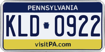 PA license plate KLD0922
