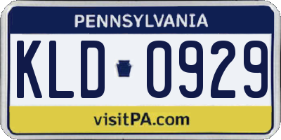 PA license plate KLD0929