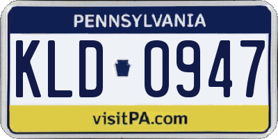 PA license plate KLD0947