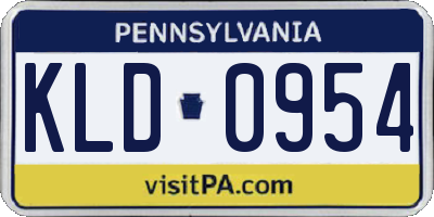 PA license plate KLD0954