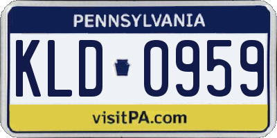 PA license plate KLD0959