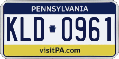 PA license plate KLD0961