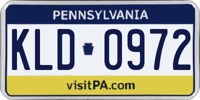 PA license plate KLD0972
