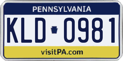 PA license plate KLD0981