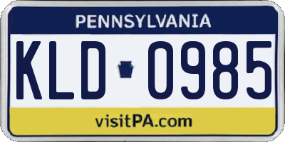 PA license plate KLD0985
