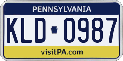 PA license plate KLD0987