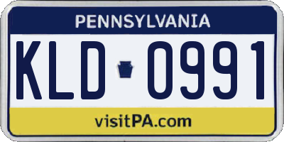 PA license plate KLD0991