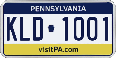 PA license plate KLD1001