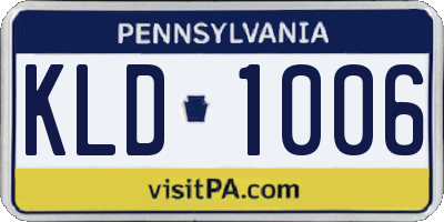 PA license plate KLD1006
