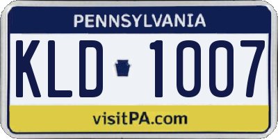 PA license plate KLD1007